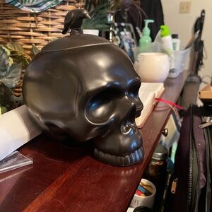 Black Skull Decor with Raven Accent